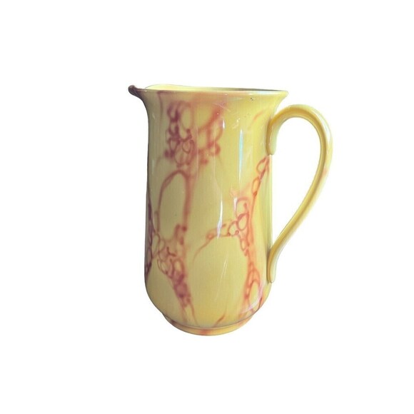 Falcon Ware Chinese Made In England Large Yellow/copper Abstract Pitcher - Picture 3 of 8
